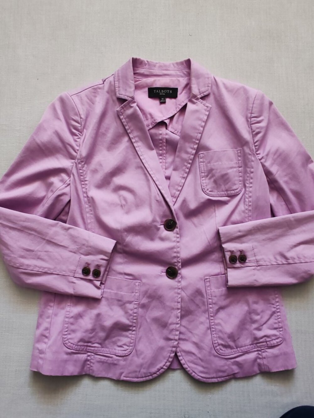 Talbots Petites Lilac Pink Cotton Stretch Blazer Jacket Size 2P 2 Petite - Picture 4 of 12